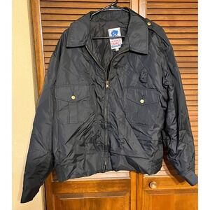 HORACE SMALL Security Jacket Mens XL Black Nylon Zip Front USA 28x24